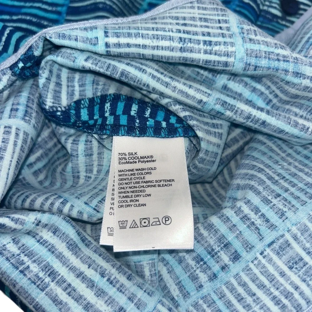 Tommy Bahama Silk Blend Short Sleeve Button Up blue Shirt Mens xl - Picture 7 of 11